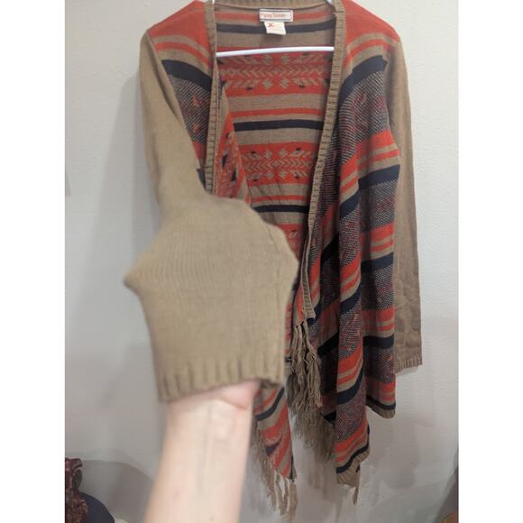 Waterfall style open knit Southwestern style cardigan by Flying Tomatoes, L - Picture 3 of 9